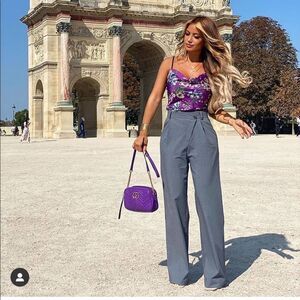 ZARA FLORAL PRINTED CAMISOLE Spaghetti Strap PURPLE NWT